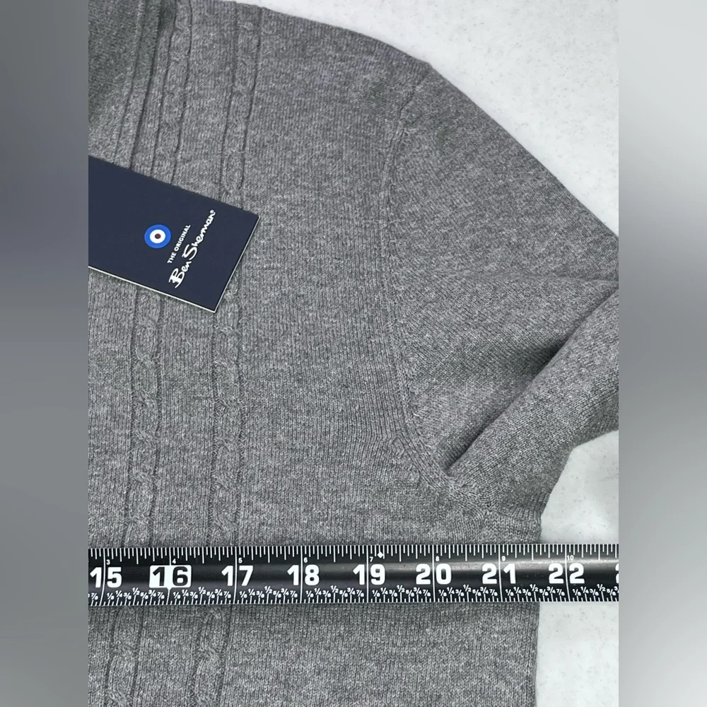 Ben Sherman Men’s Gray Long Sleeve Button Collar Pullover Sweater. Medium - Picture 5 of 9